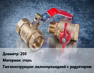 Кран металлический 250 сталь полнопроходной с редуктором